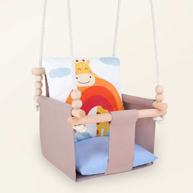 Babygynge med giraf-motiv - set forfra