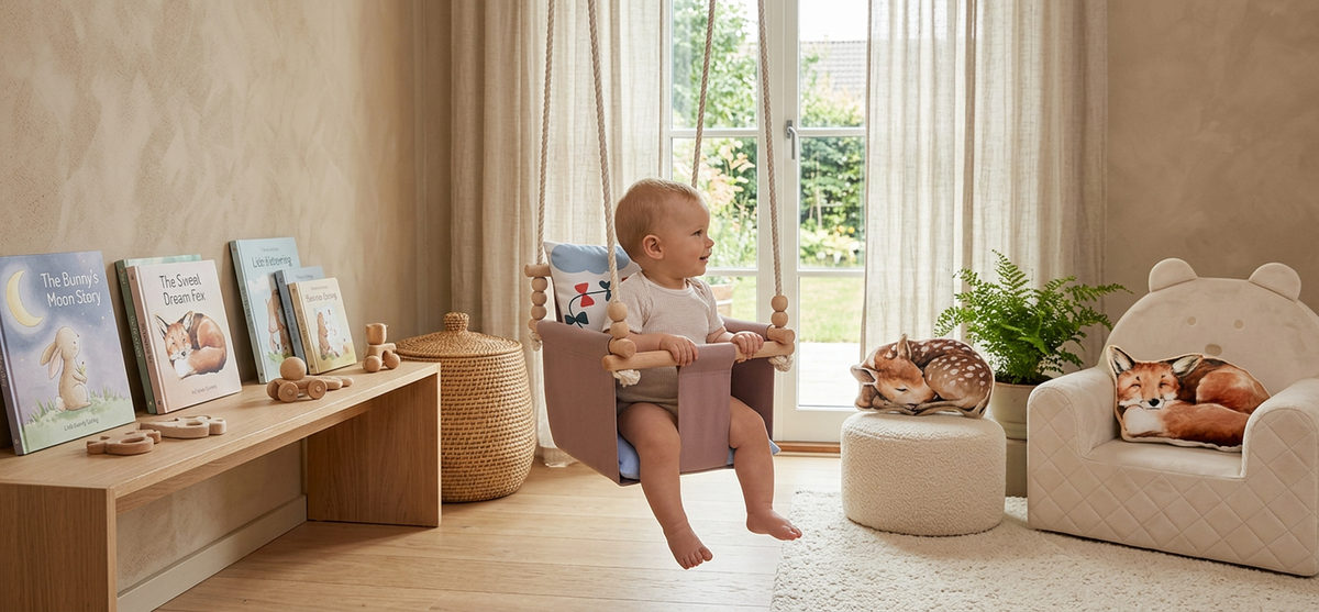Babygynge med koala-motiv i børneværelse – Nid Magique